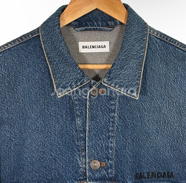 [40] 발렌시아가 자수 로고 오버사이즈 데님 청자켓--2