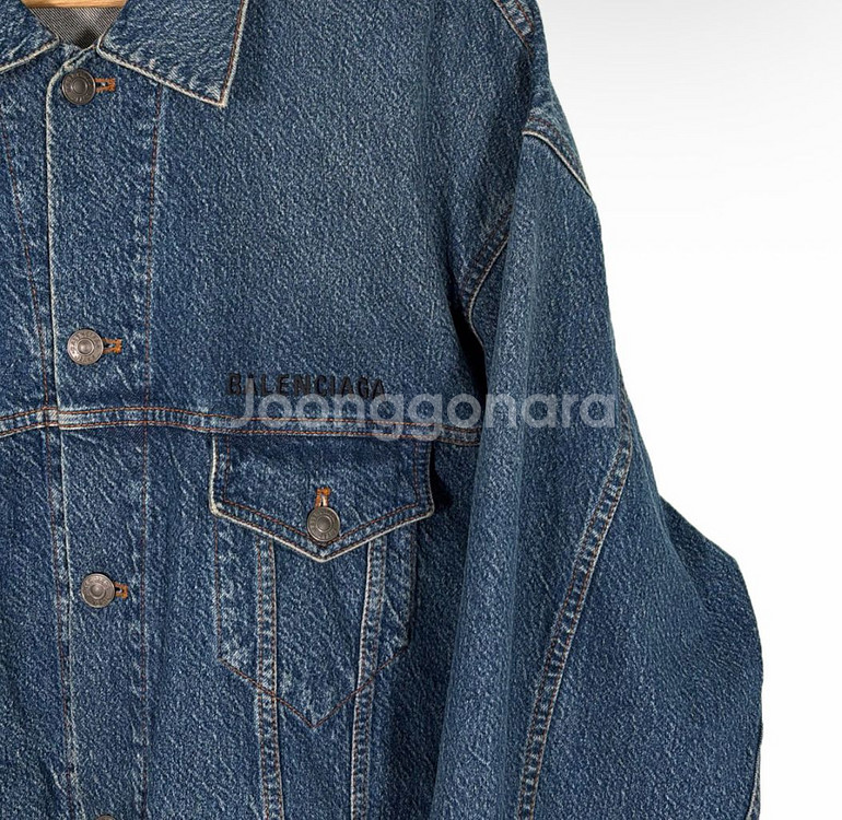 [40] 발렌시아가 자수 로고 오버사이즈 데님 청자켓--3