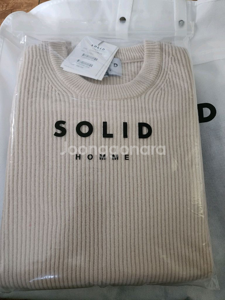 [52]솔리드옴므22fw지퍼니트베이지 새상품--0