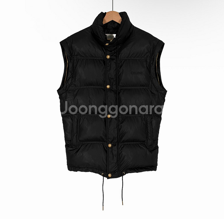 [34] 셀린느 여성 자수로고 트리오페 패딩 조끼 블랙--2