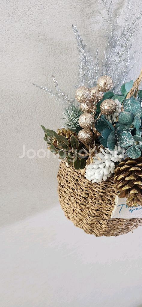 새상품)펄수국 겨울조화 벽걸이 큰바구니 인테리어소품--2