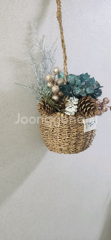 새상품)펄수국 겨울조화 벽걸이 큰바구니 인테리어소품--7