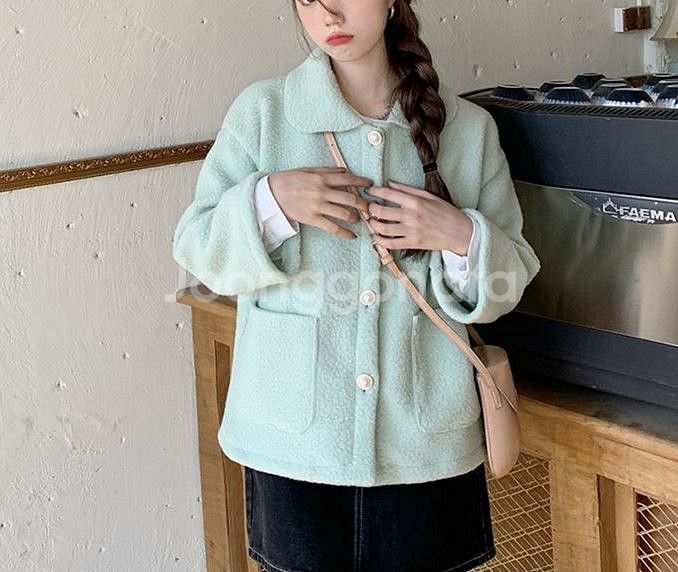 옷장정리ㅣ민트 숏코트 뽀글이 자켓--0