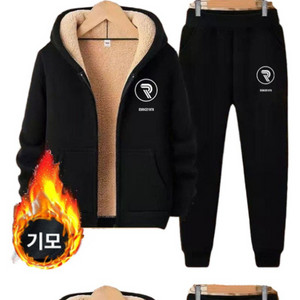 블랙 기모 트레이닝복 세트