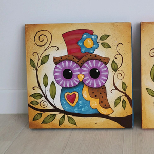 새상품]부엉이그림캔버스 1번(풍수재물운,학업운,행