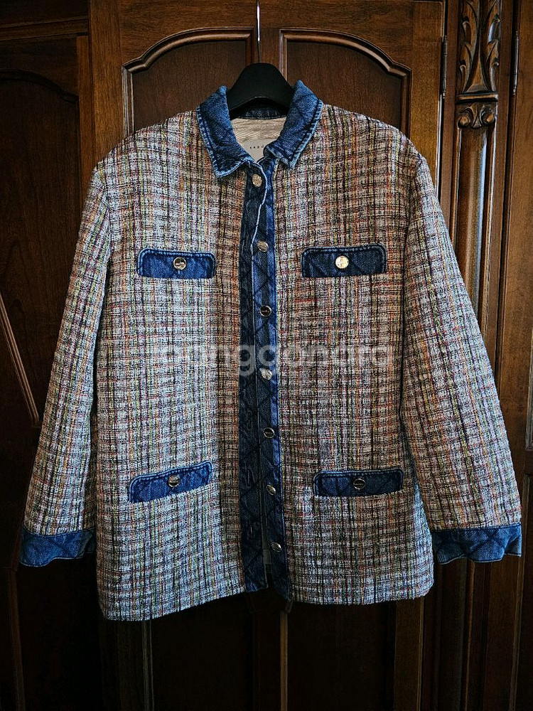 새상품/36) sandro 산드로 데님 트위드 자켓--0