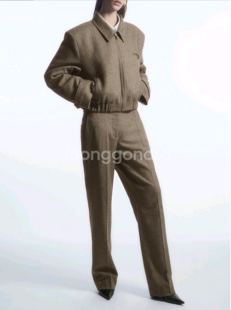 코스 cos 스트레이트레그 울 헤링본 트라우저--0