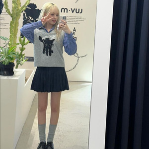 아이브 리즈 러브엠 고양이 니트 베스트