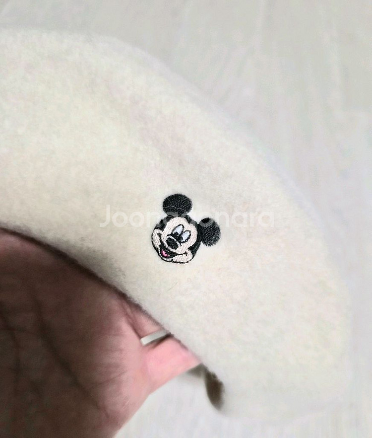 택새상품 프리)미키마우스 자수 베레모 아이보리--0
