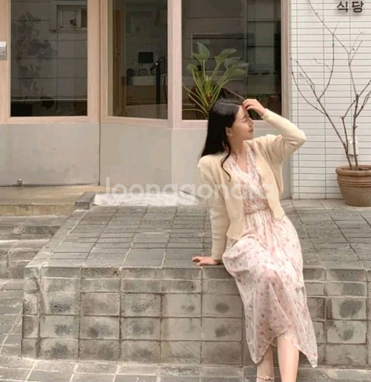 플라워 롱 원피스 쉬폰 핑크 패턴 에이블리교신 원피스--0