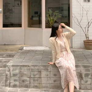 플라워 롱 원피스 쉬폰 핑크 패턴 에이블리교신 원피스