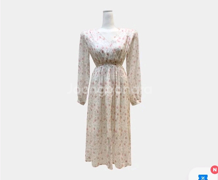플라워 롱 원피스 쉬폰 핑크 패턴 에이블리교신 원피스--4
