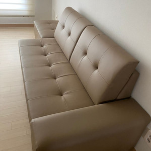 [거실/LIVART]3인용 가죽 소파 + 오토만 세트