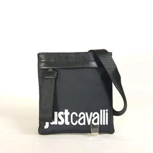 저스트까발리 검정 나일론 남성 크로스백