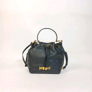 저스트까발리 검정 가죽 복주머니 여성 토트백