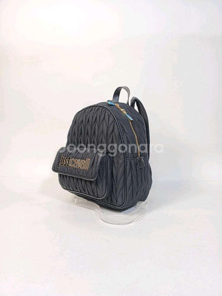 저스트까발리 크런치 검정색 나일론 여성 백팩--1