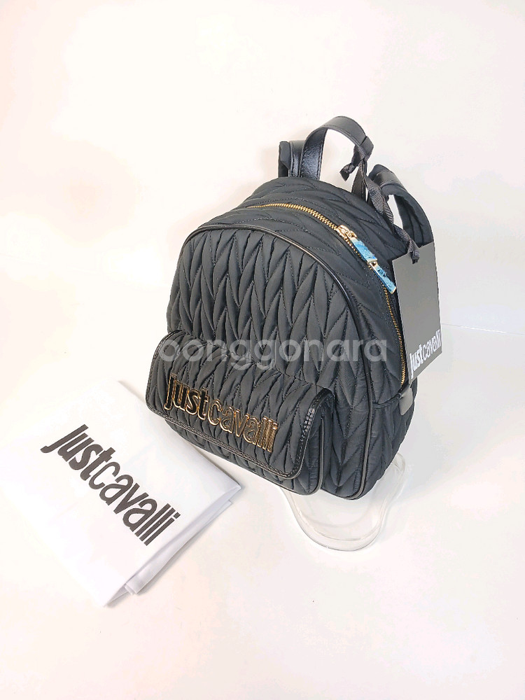 저스트까발리 크런치 검정색 나일론 여성 백팩--6