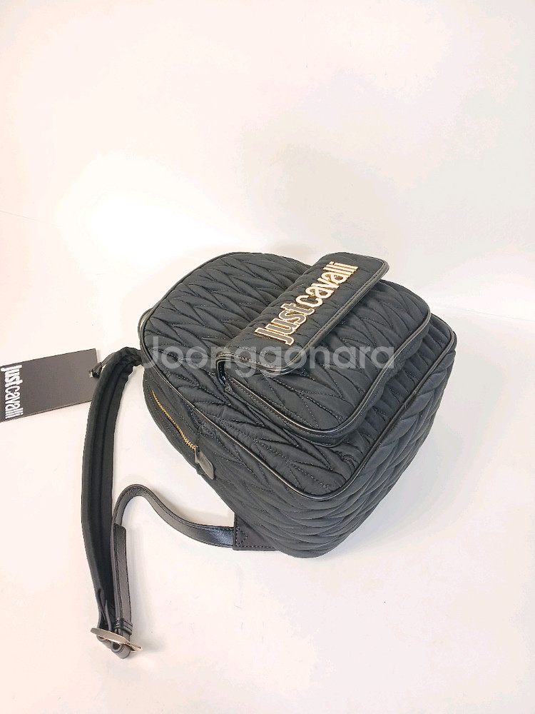 저스트까발리 크런치 검정색 나일론 여성 백팩--5