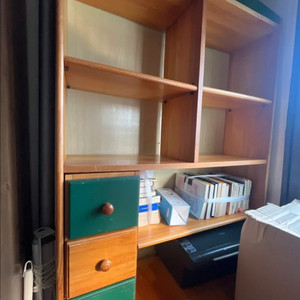 책장 서랍 분리가능원목 책상 세트_책상겸 책장 세트