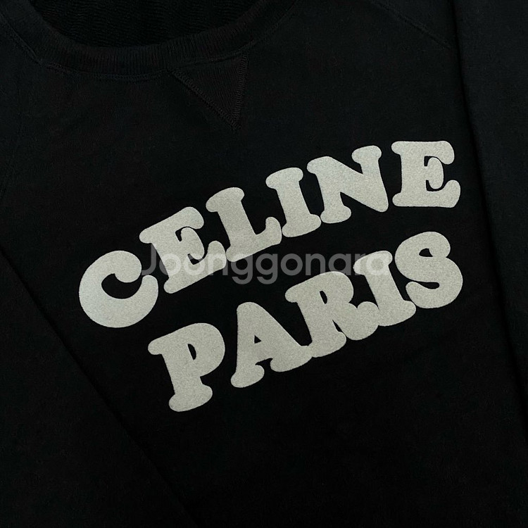 셀린느 벨루어 로고 파리 맨투맨 블랙 정품--2