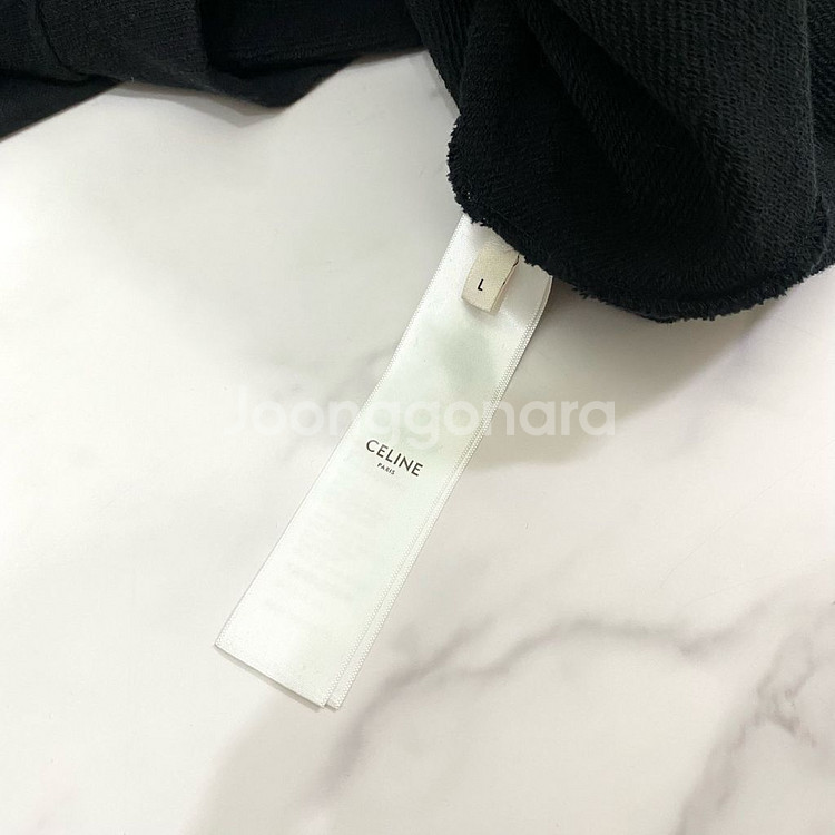 셀린느 벨루어 로고 파리 맨투맨 블랙 정품--6