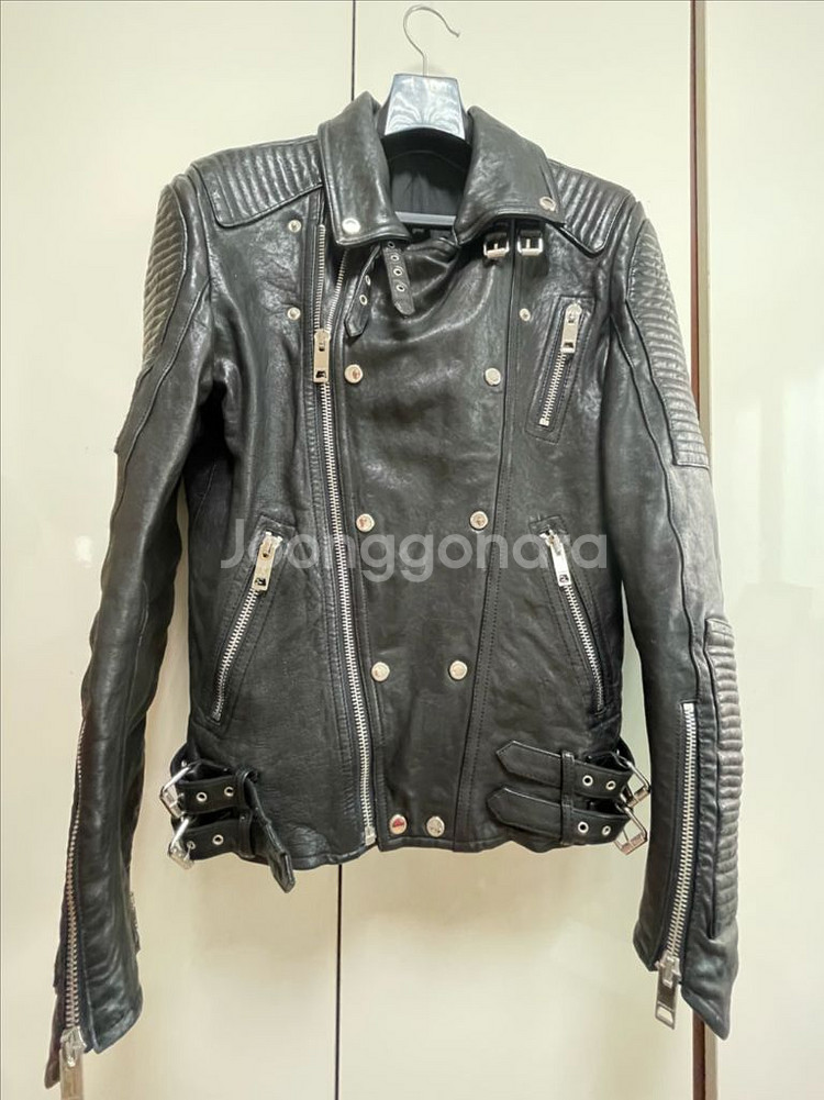 버버리 가죽 라이더 자켓--1