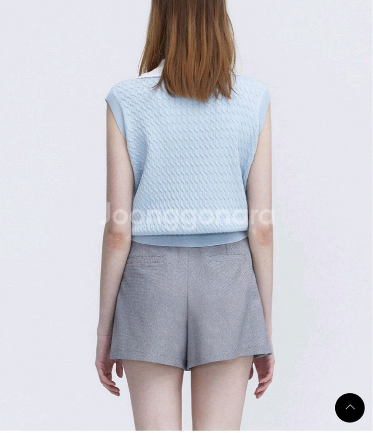 마리끌레르 니트조끼 민소매 스카이블루 소라--2