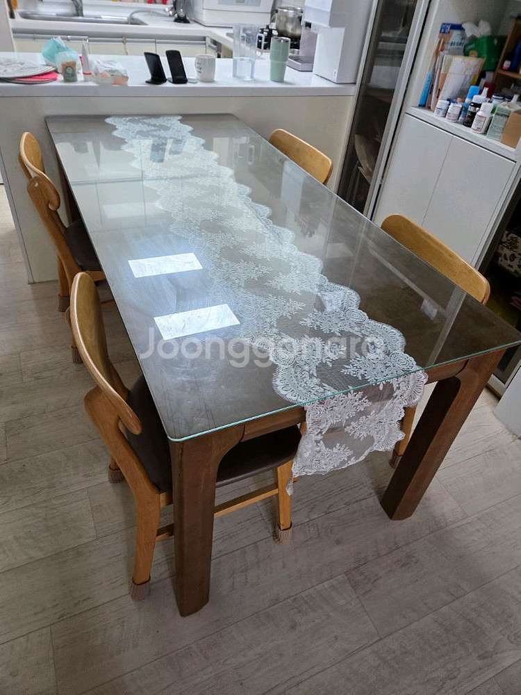 6인용원목식탁의자4개세트--2