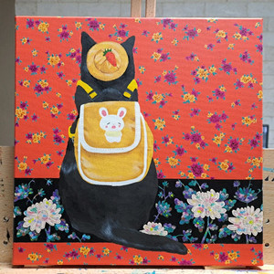 자개와 고양이 아크릴 그림액자입니다