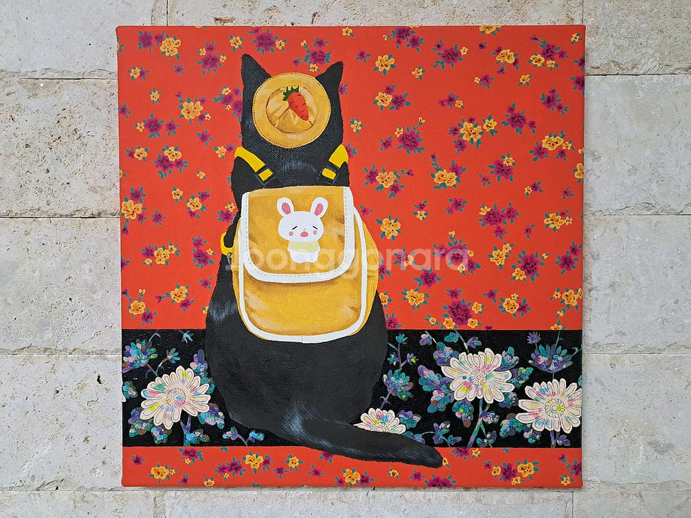 자개와 고양이 아크릴 그림액자입니다--2