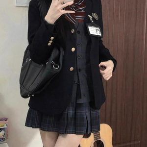 미소녀st) 일본 교복 넥타이 2종 졸업사진 대여 블랙 이미지