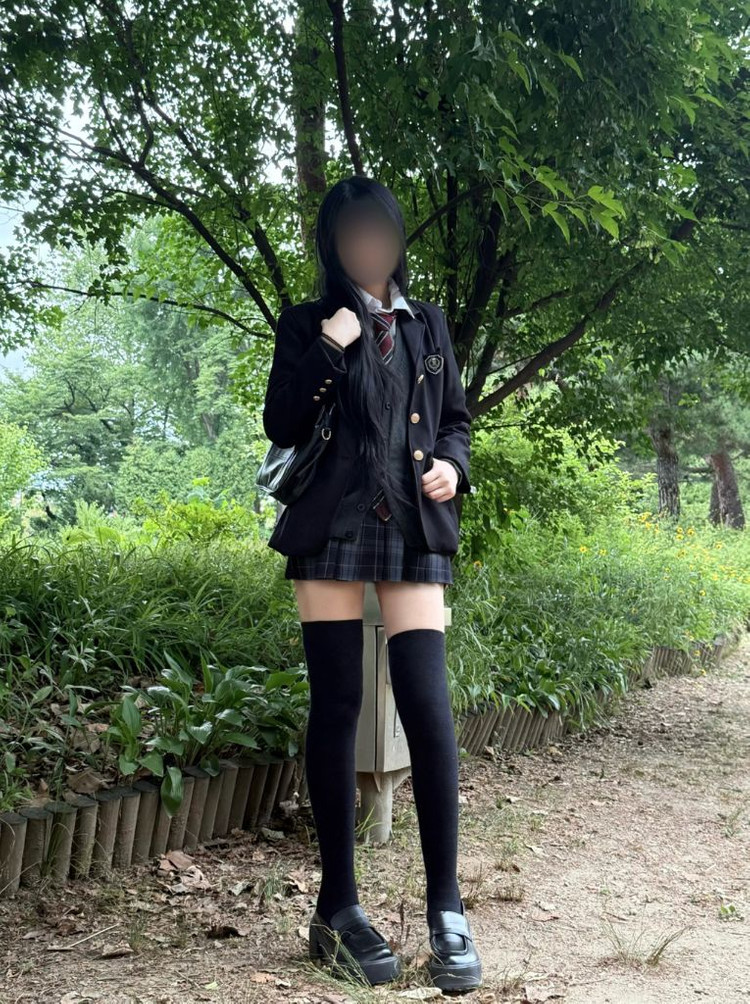 미소녀st) 일본 교복 넥타이 2종 졸업사진 대여 블랙 이미지