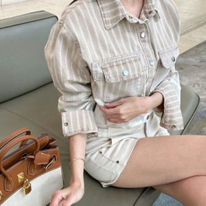 스트라이프 그라데이션 셔츠 자켓