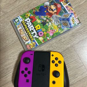 스위치정품 조이콘(고구마)+슈퍼마리오파티슈퍼스타즈일괄팜