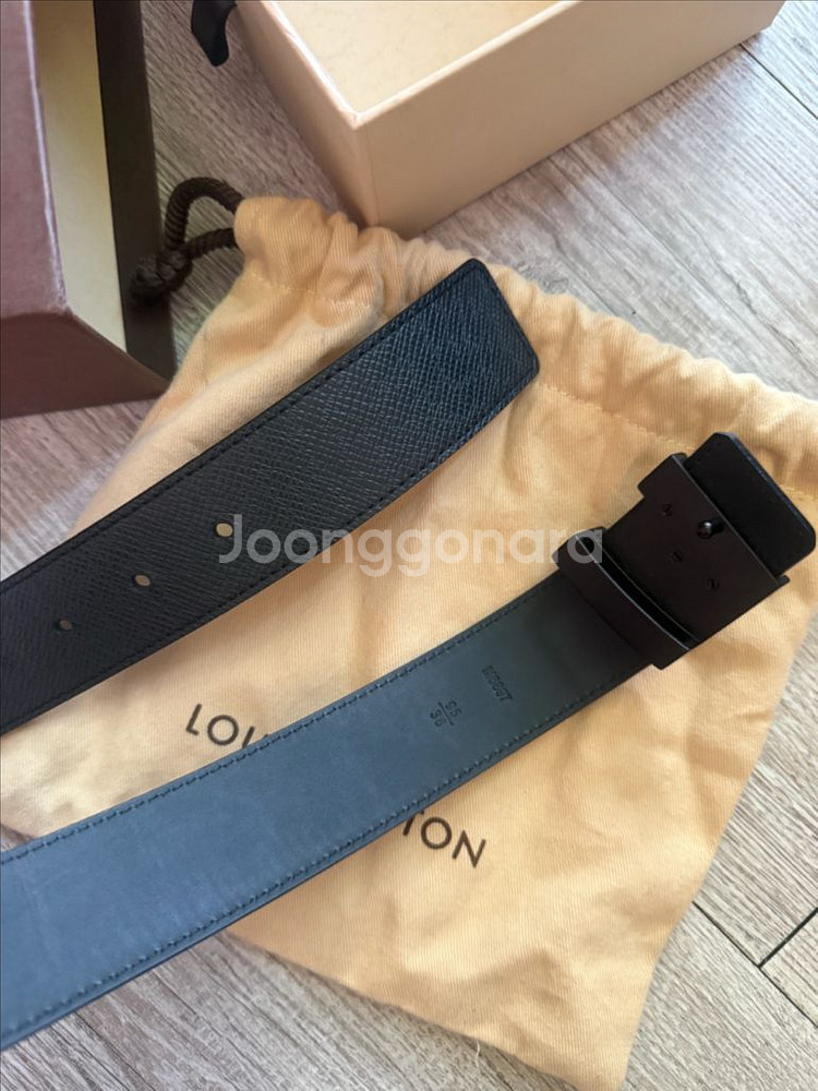 정품 루이비통 M6897 남성 벨트 블랙--4