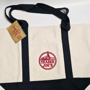 트레이더조 에코백 네이비 캔버스 토트백