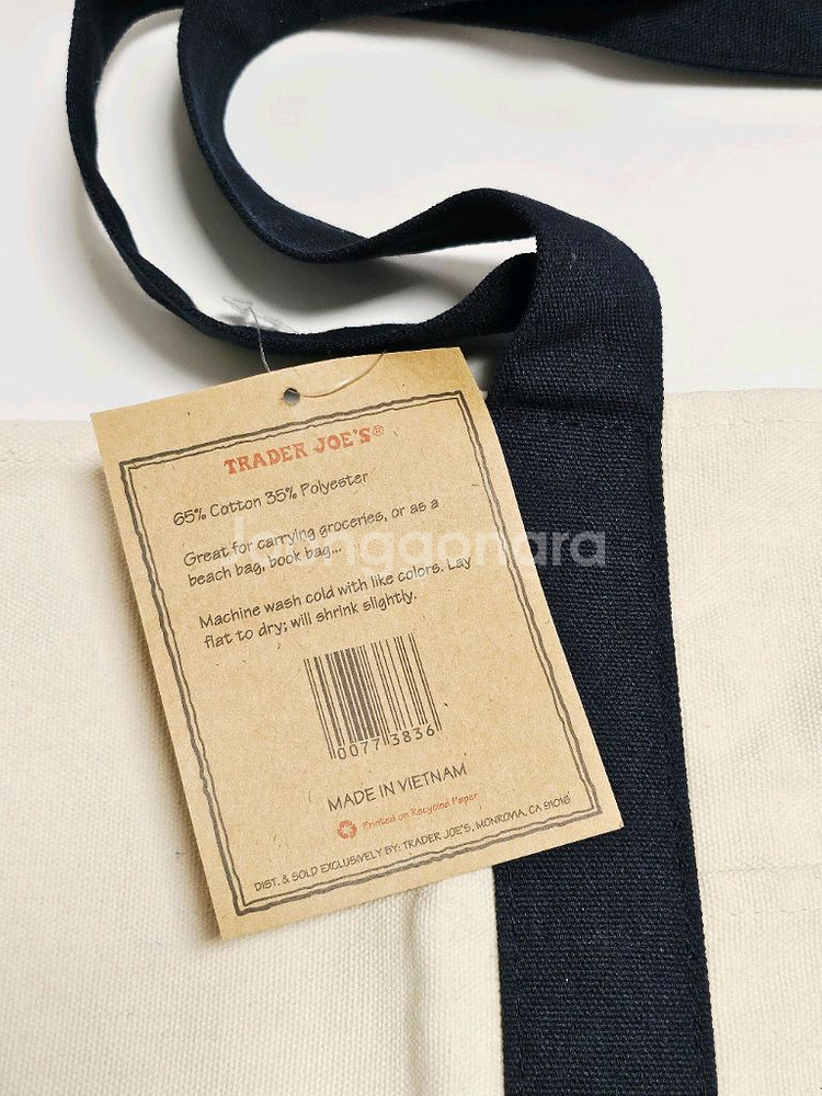 트레이더조 에코백 네이비 캔버스 토트백--1