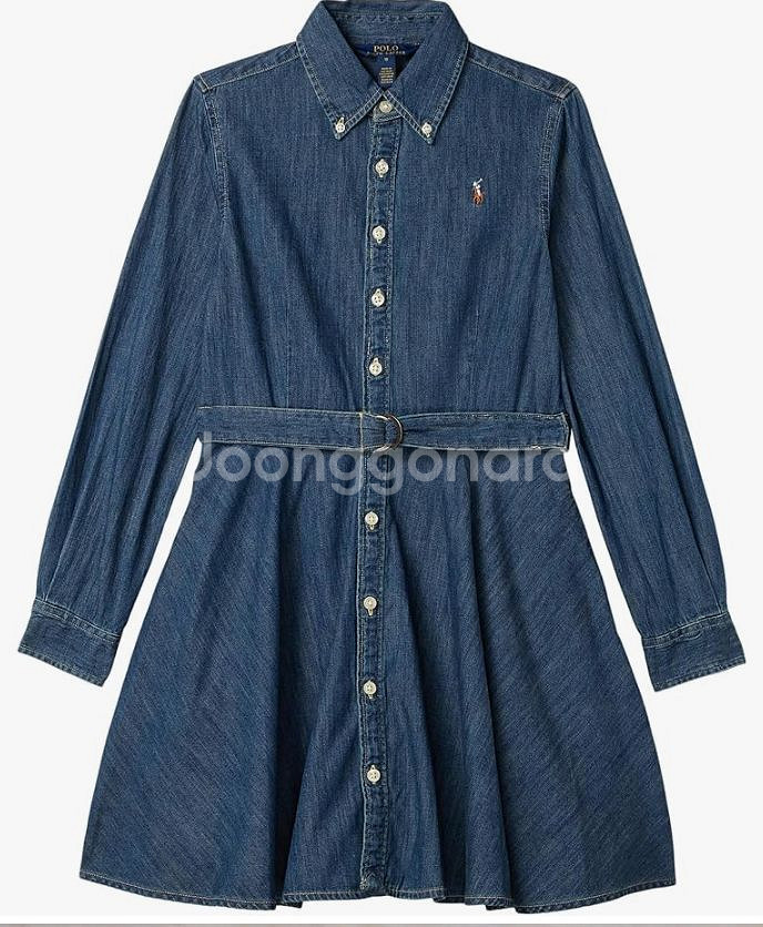 [걸즈12,14]폴로랄프로렌 벨트 코튼 데님 셔츠드레스--1