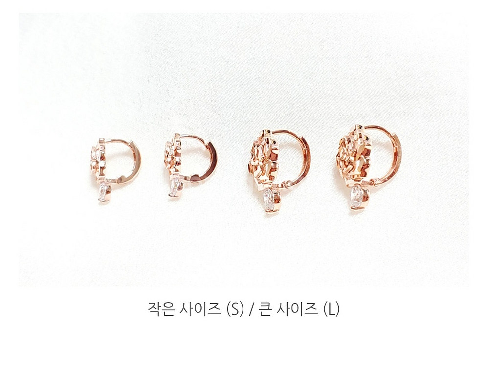 세제품-14k 장미 컷팅 링 귀걸이 S--3