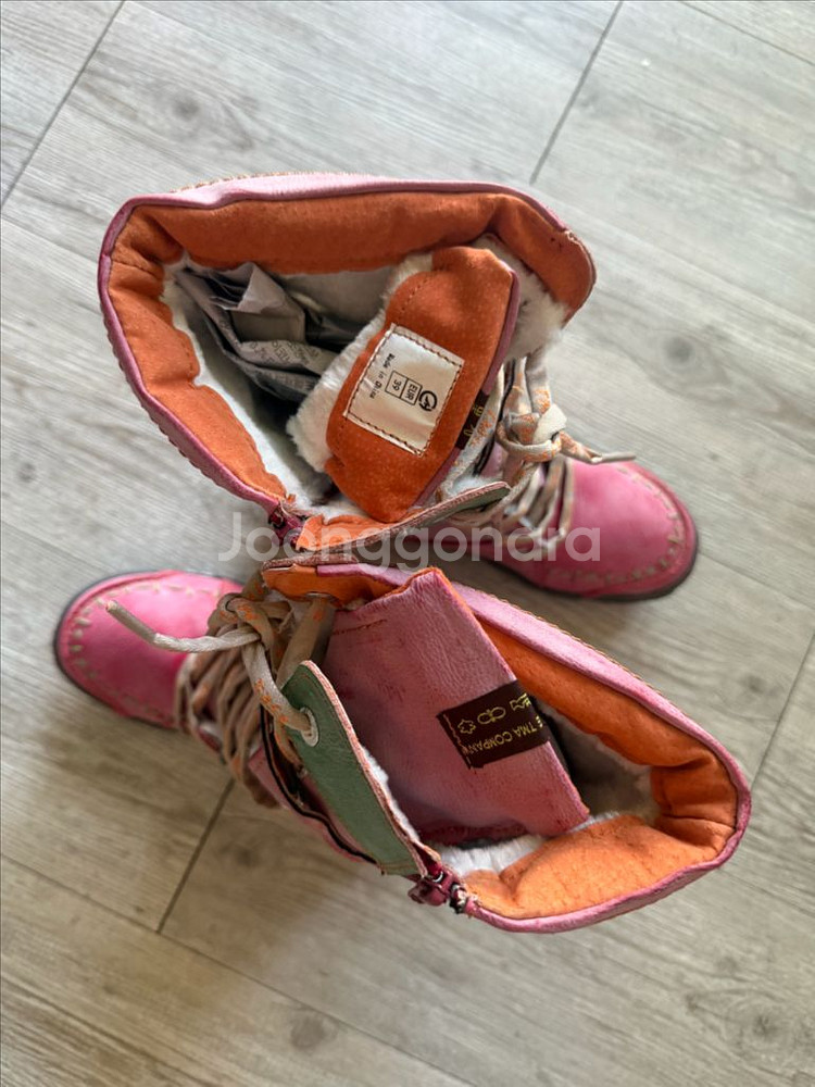 귀엽고 빈티지한 핑크 레이스업 롱부츠 250--2