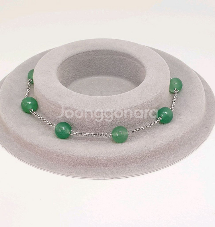 그린 아벤츄린 체인 장식 원석 팔찌--1