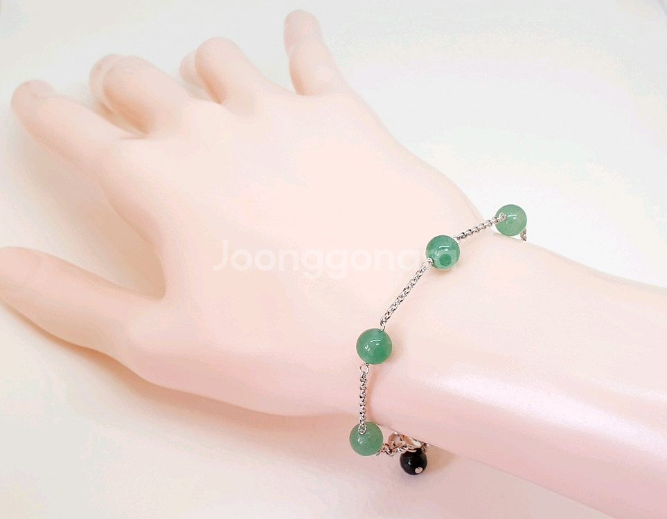 그린 아벤츄린 체인 장식 원석 팔찌--0