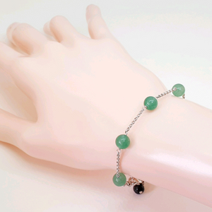그린 아벤츄린 체인 장식 원석 팔찌