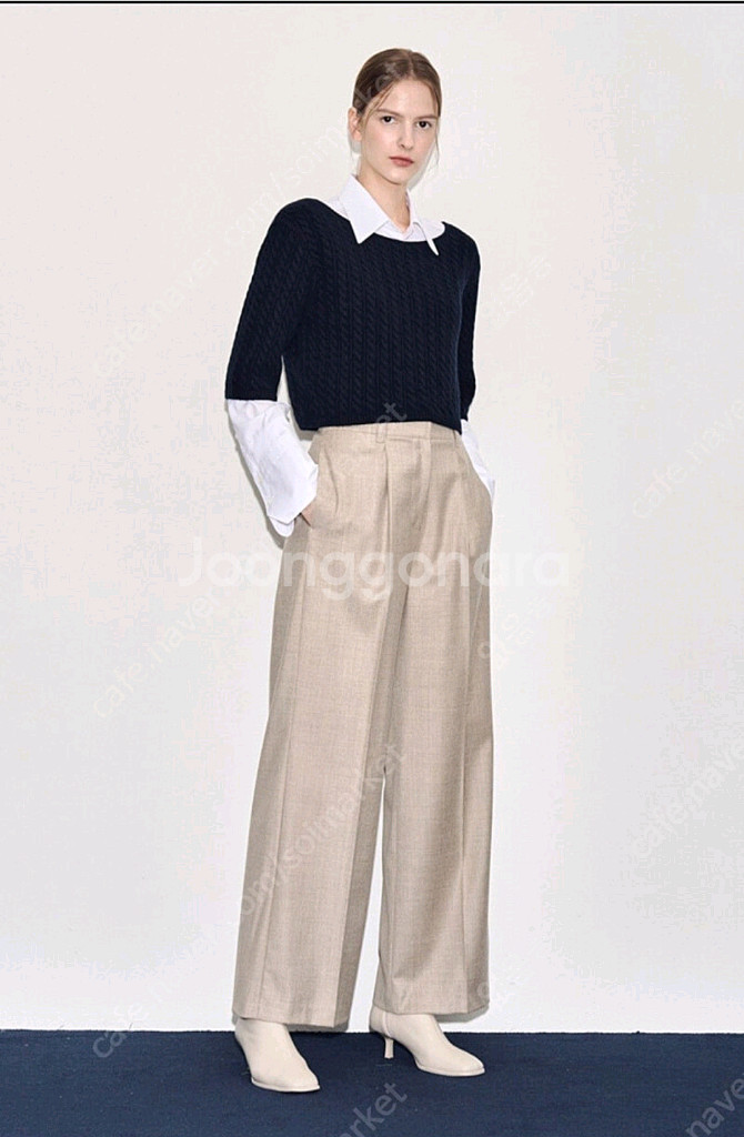 타임 울 백 밴딩 와이드 팬츠66 랑방 마인 더캐시미어--0