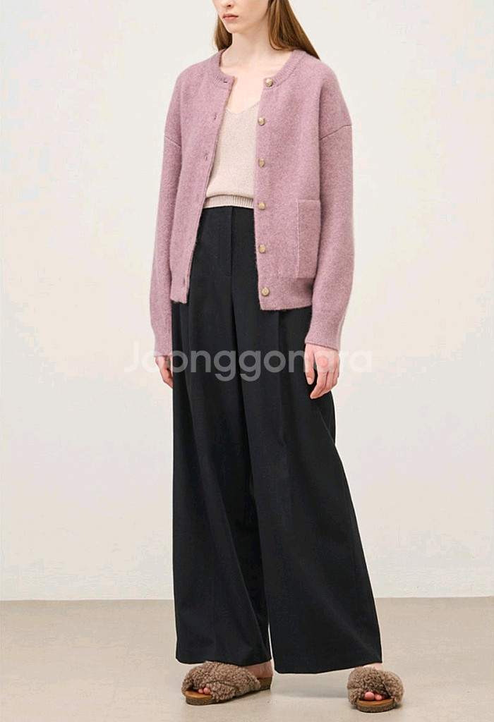더캐시미어 실크 블렌드 가디건 로즈핑크 타임 랑방 마인--1