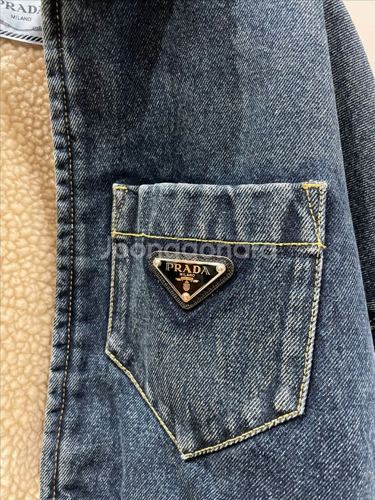 프라다 데님 양철 패딩 크롭자켓--0