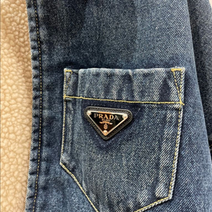 프라다 데님 양철 패딩 크롭자켓