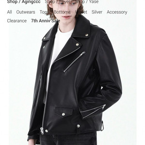 에이징ccc 양가죽 라이더자켓 m