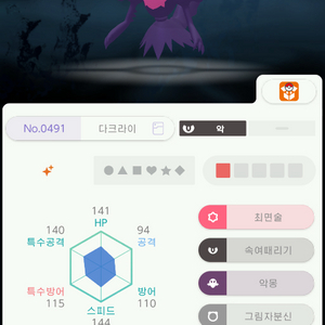 za메가진화 해방 이로치 다크라이 포켓몬스터 환상