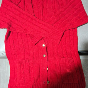 버버리 정품 레드 케이블 니트 가디건 S